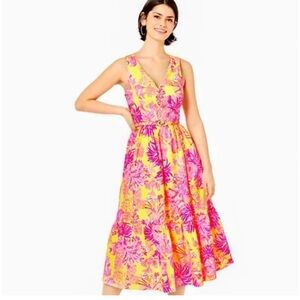 NWT Lilly Pulitzer Bri V Neck Cotton Midi Dress Size 16
